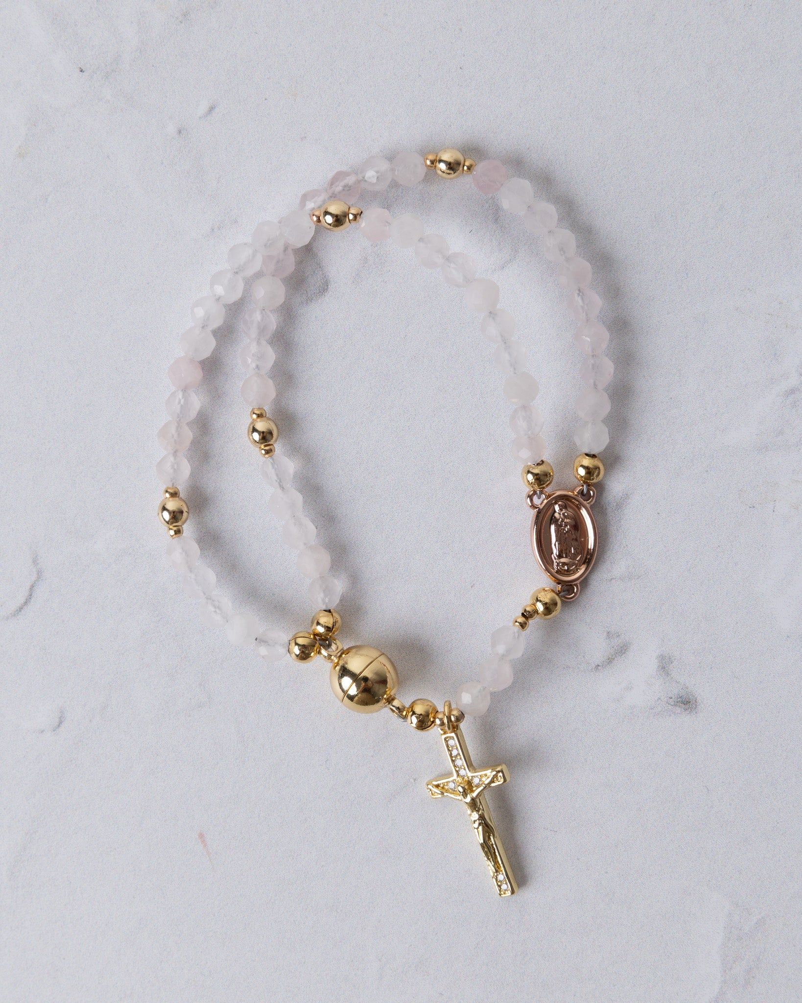 Rose Quartz Magnetic Rosary Bracelet