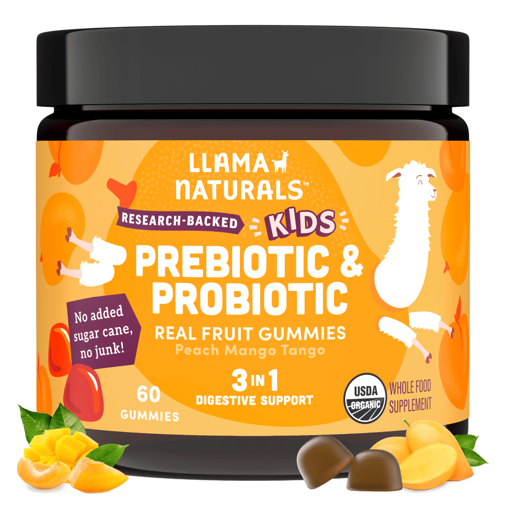 Kids Prebiotic & Probiotic Real Fruit Gummies, Peach Mango Tango, 60 Gummies