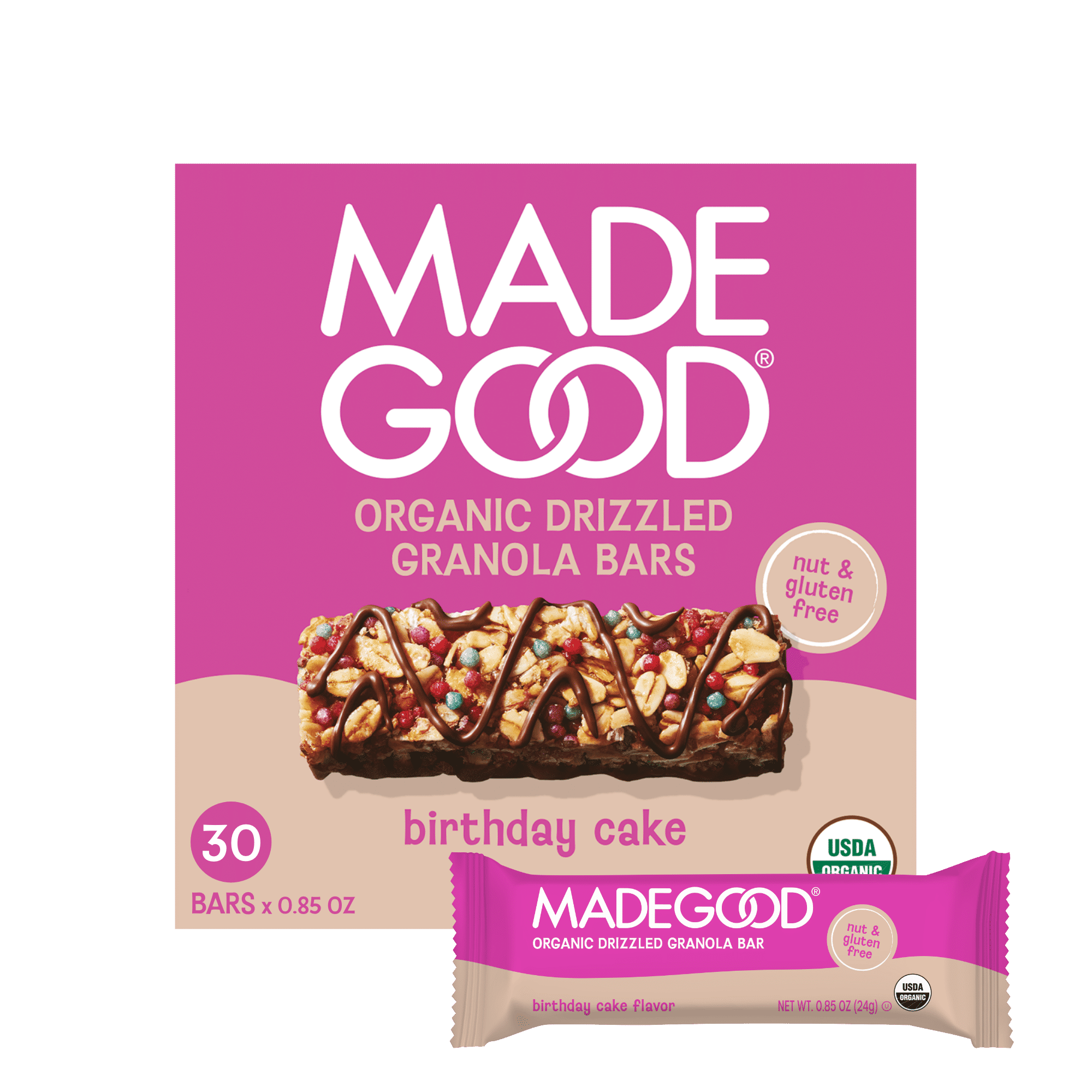 Birthday Cake Drizzled Granola Bars