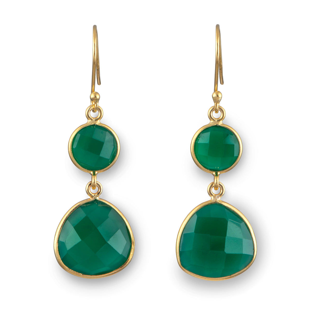 Onyx Gemstone Earrings in Gold Plated Sterling Silver 
