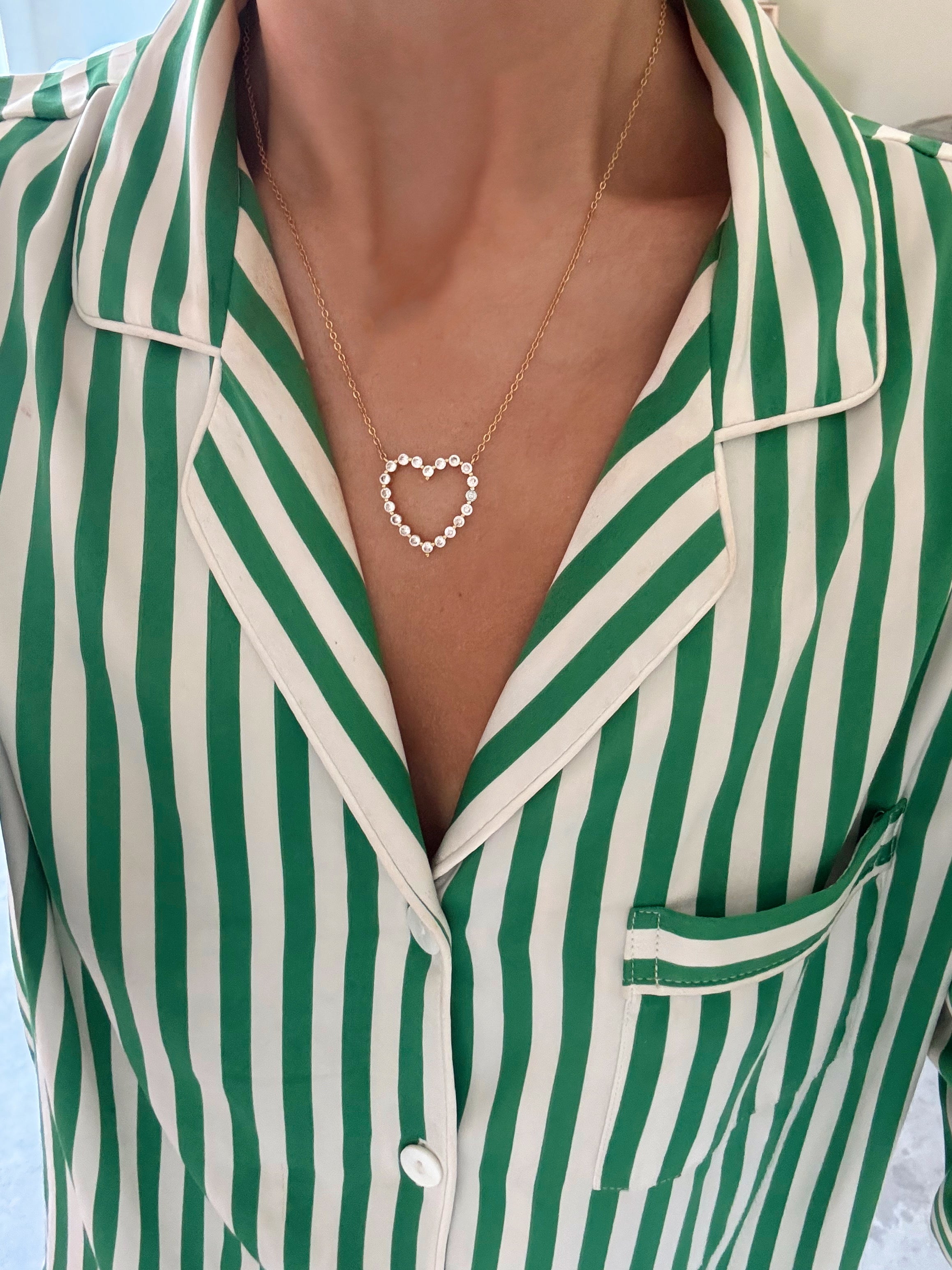 Pave Hollow Heart Necklace