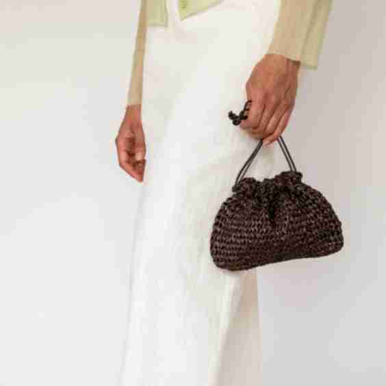 Aster Raffia Pouch in Pecan