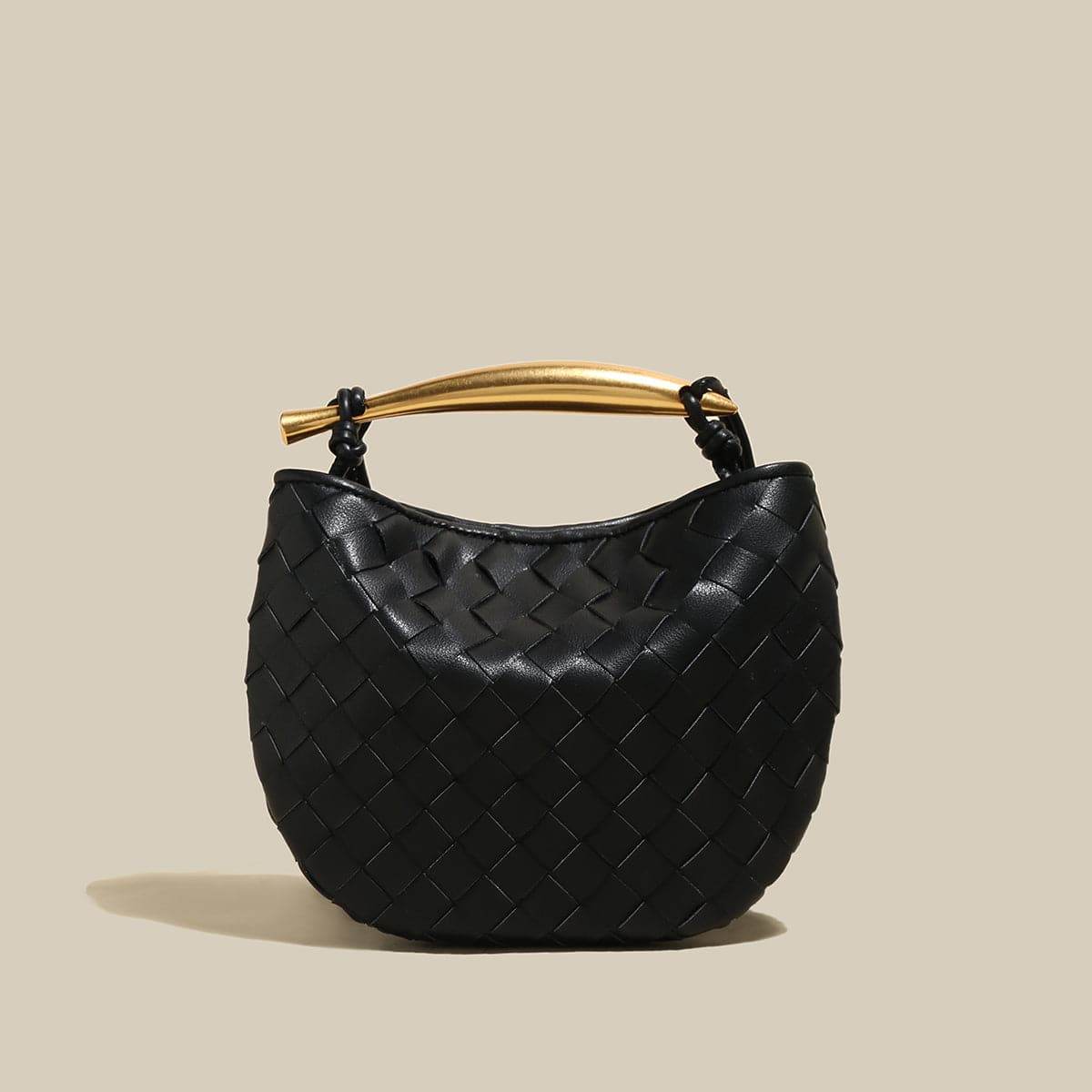 Italian Life Woven Shoulder Bag With Sculptured Handle