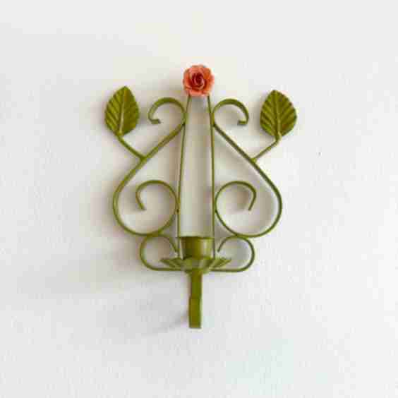 The Garden Pink David Austin Rose Wall Hanging Candlestick Holder