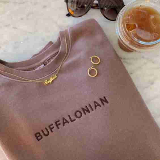 Buffalonian Embroidered Crewneck Mocha