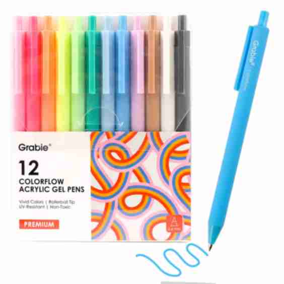 Retractable Colorflow Acrylic Gel Pen Set of 12