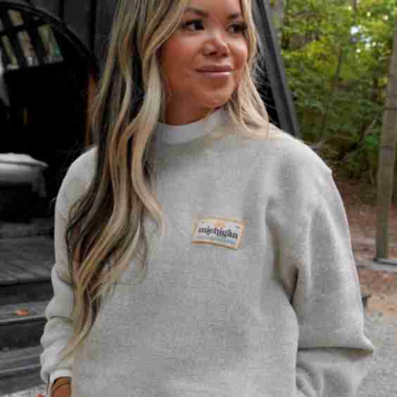 Michigan Patch Textured Knit Crewneck Sweatshirt