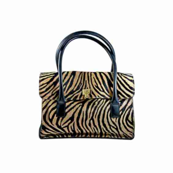 Zebra Print Fur And Leather Handbag