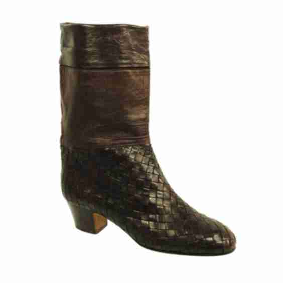 Vintage new Bottega Veneta Leather Woven Boots