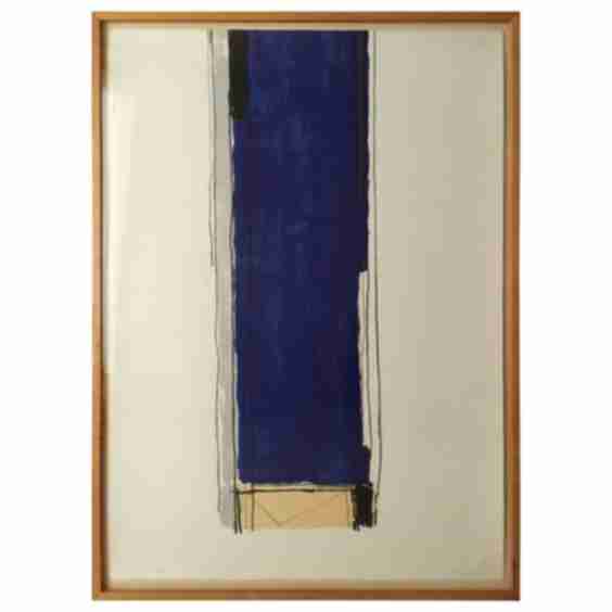 "Flag Blue" Lithograph and Collage Painting 