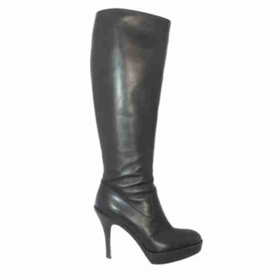 Yves Saint Laurent Leather Knee-High Platform Boots - 37.5
