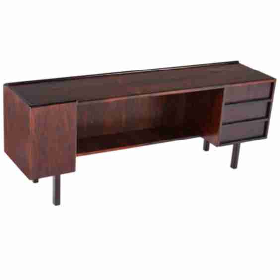 Organic Modern Brazilian Hardwood Open Credenza
