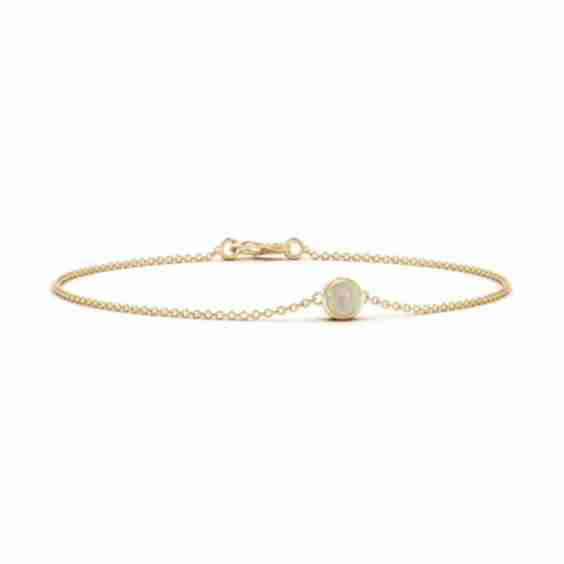 Bezel Set Round Opal Chain Bracelet