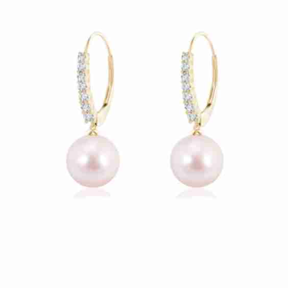 Japanese Akoya Pearl Tapered Leverback Earrings