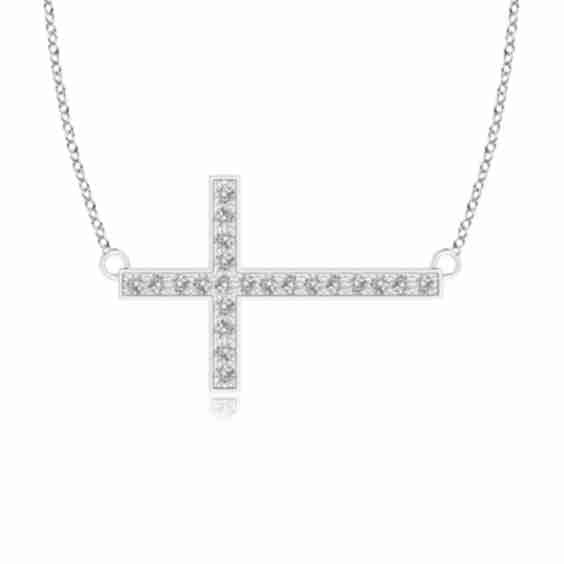 Classic Diamond Sideways Cross Necklace