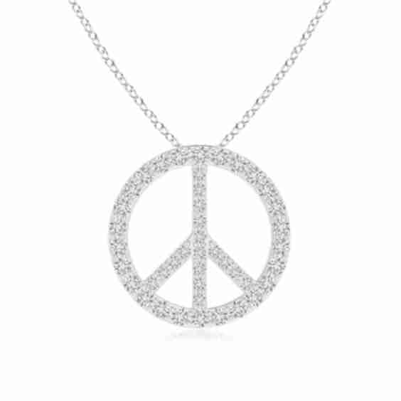 Prong-Set Diamond Peace Sign Pendant