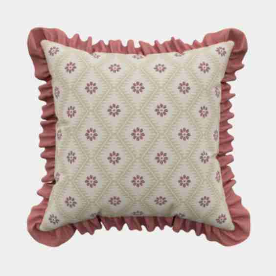 Pure Cotton Poets Rose Embroidered Cushion
