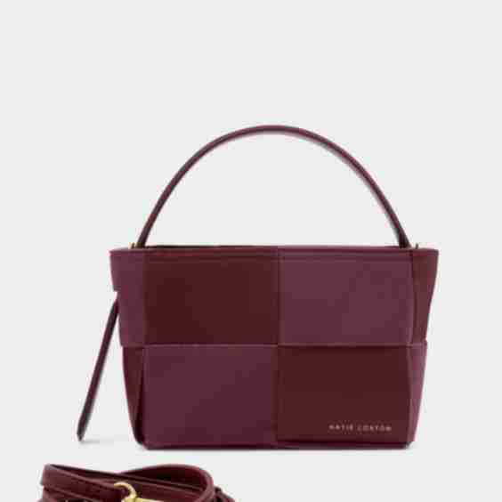 Faux Leather Woven Grab Bag