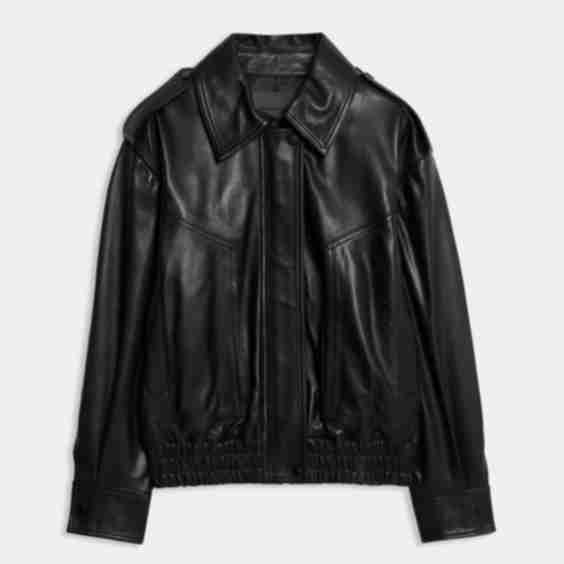 Leather Relaxed Harrington Jacket