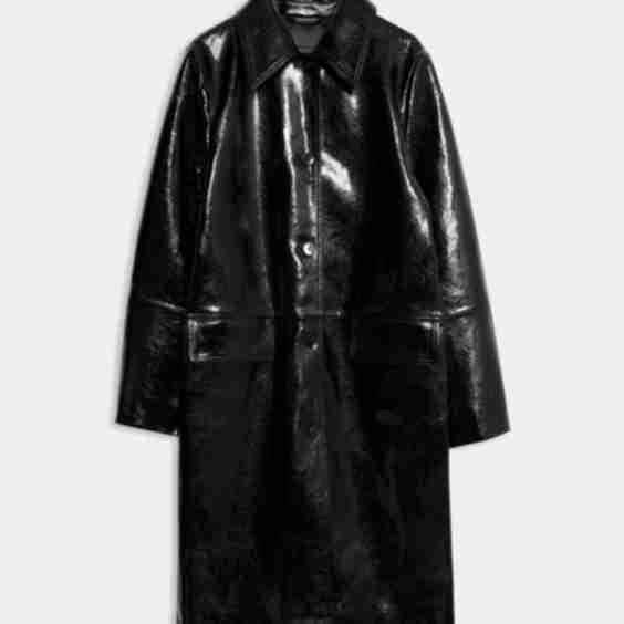Leather Patent Crackle Longline Car Coat