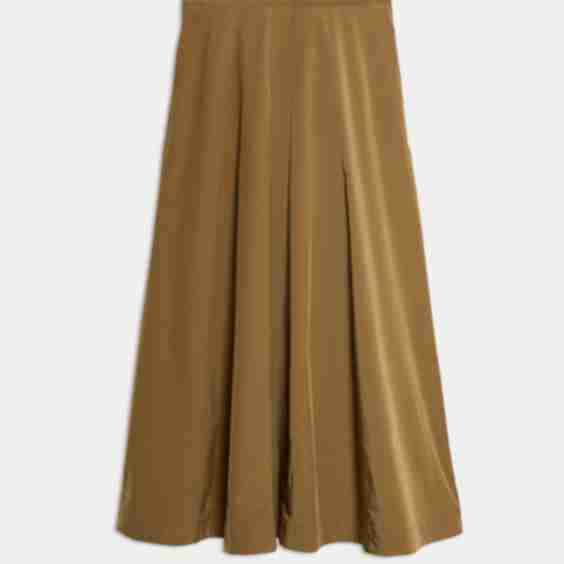 Pleated Midi A Line Skirt