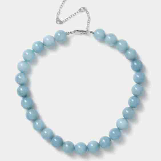 Real Stone Jade Blue Sphere Necklace