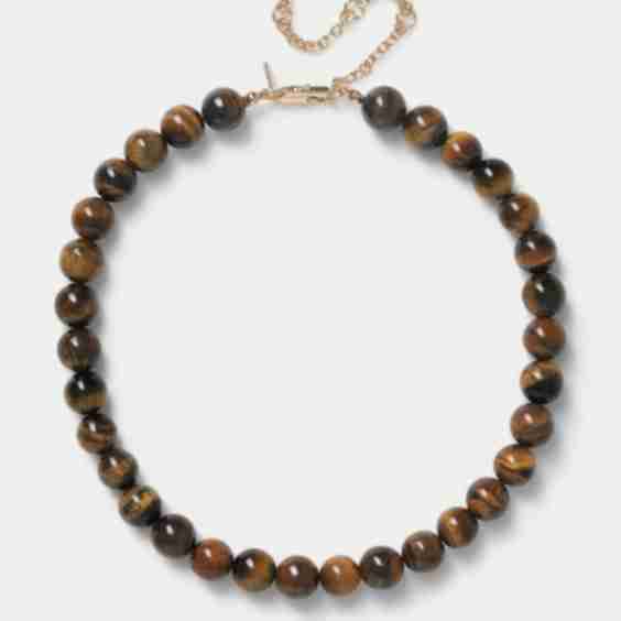 Real Stone Tigers Eye Sphere Necklace
