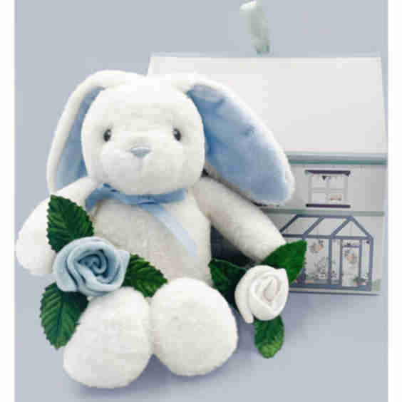 Personalized Bunny And Buds New Baby Gift Set Blue