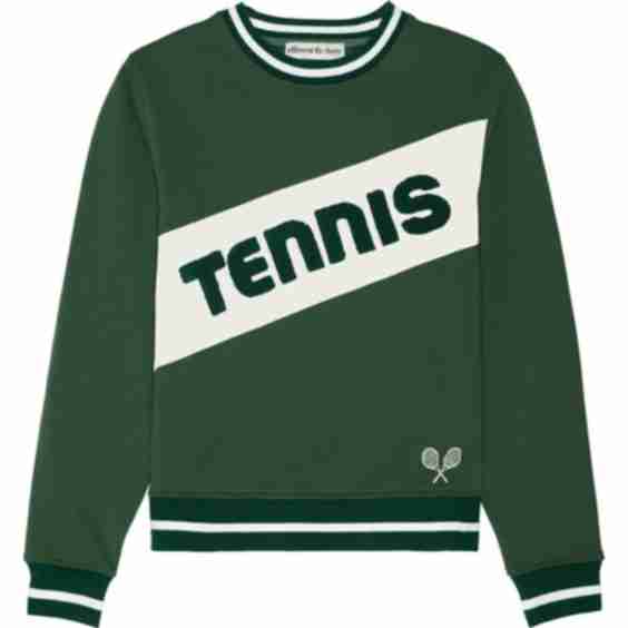 Women's Retro Block Tennis Crew Neck Ribbed Cuff Sweatshirt