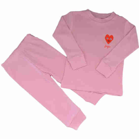 Baby Kids Pink Smiley Heart Pajamas Personalized