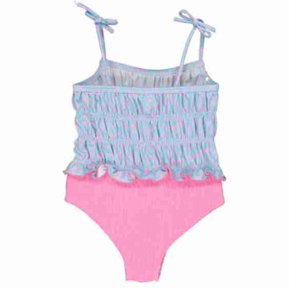 Pink Dots Smocked Swimsuit