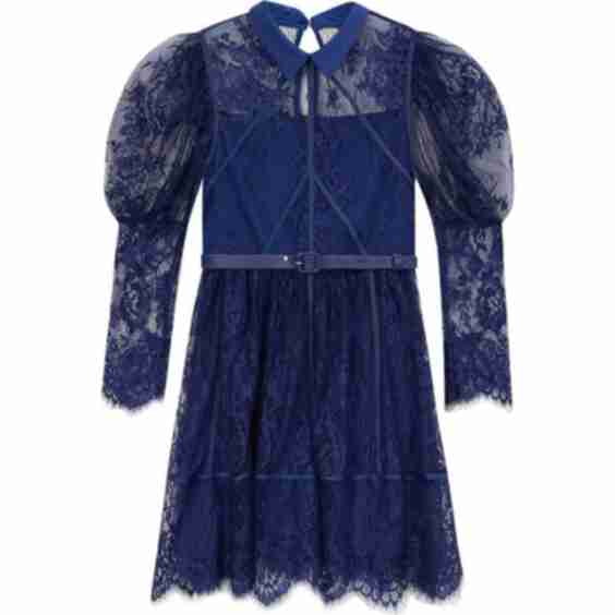 Monroe Lace Sleeve Mini Dress, Navy