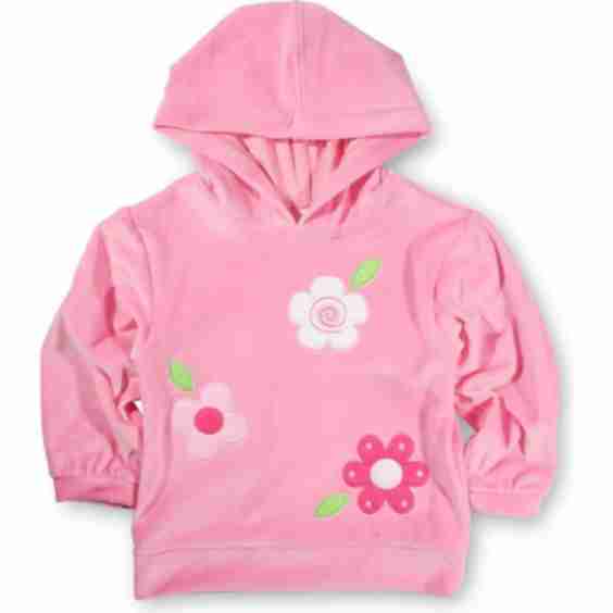 Velour Hoodie With Flowers