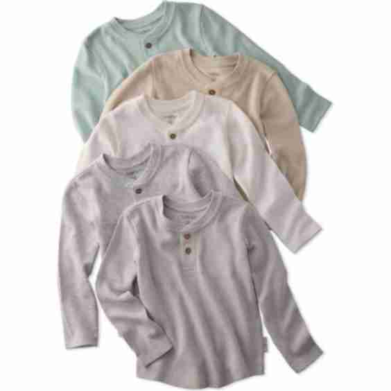 Payton 5 Pack Waffle Henleys Seafoam