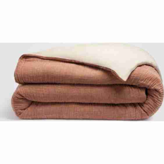 Rust Crinkled Linen Duvet Cover