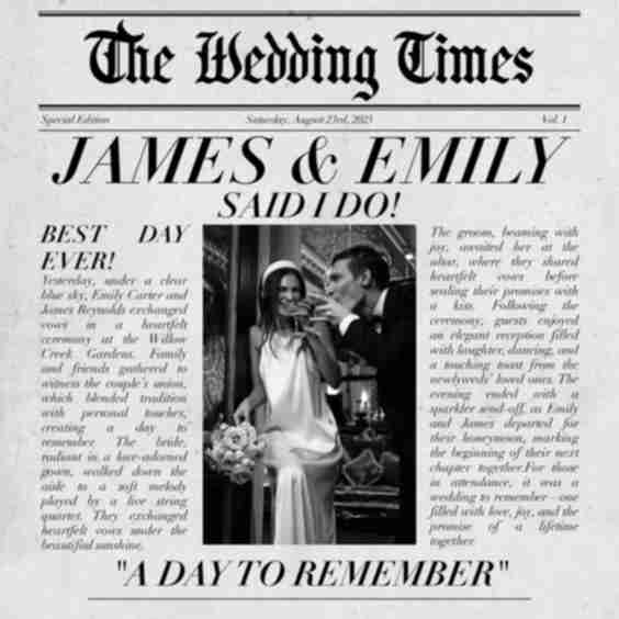 Wedding Newspaper Coffee Table Book