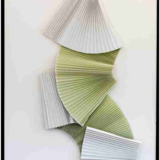 Abstract Dimensional Celedon Pleats Wall Art