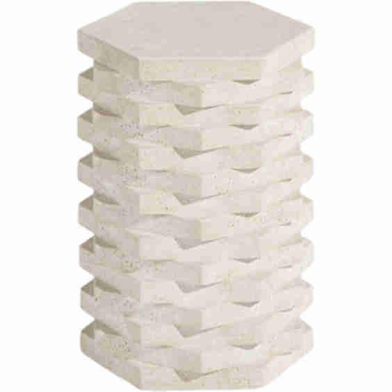 Beatrice Indoor Outdoor Side Table Faux Travertine