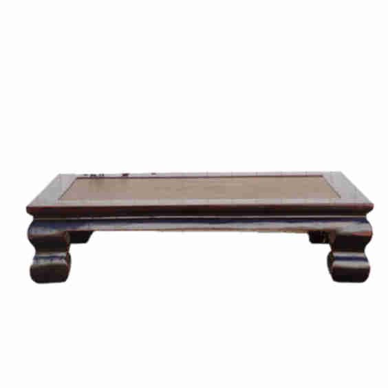 Large Elm and Rattan Coffee Table
