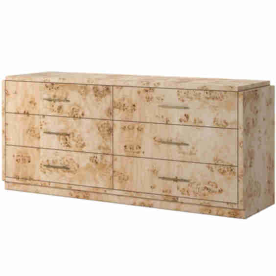 Jackson Burl 6 Drawer Dresser