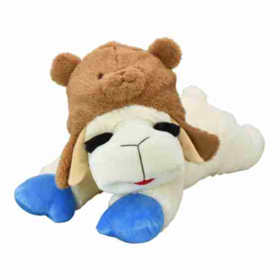Holiday Lamb Chop with a Bear Hat Dog Toy