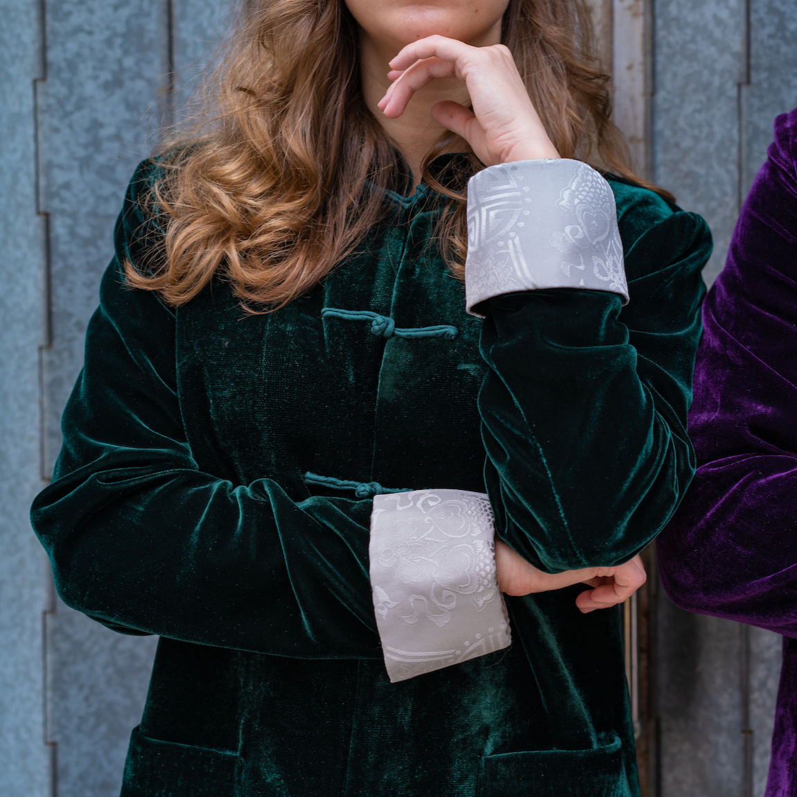 Unisex Mandarin Emerald Velvet Jackets