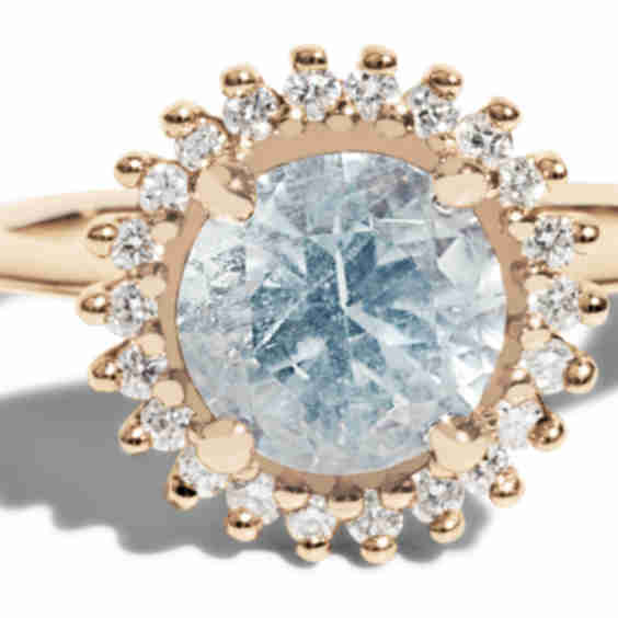 Stellium Aquamarine With Diamond Halo Ring