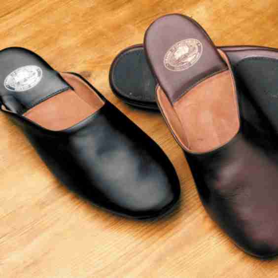 The Edward Backless Calf Skin Slippers With Non Slip Soles