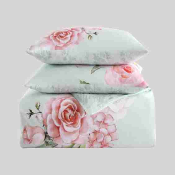 Rose on Misty 100% Cotton 5-Piece Reversible Comforter Set