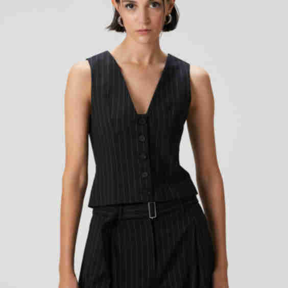 Striped Vest with Cup Detail