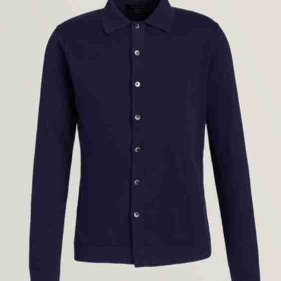 Cotton Blend Polo Cardigan