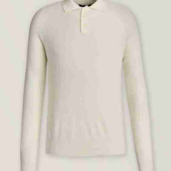 Cotton Blend Stitch Polo Sweater