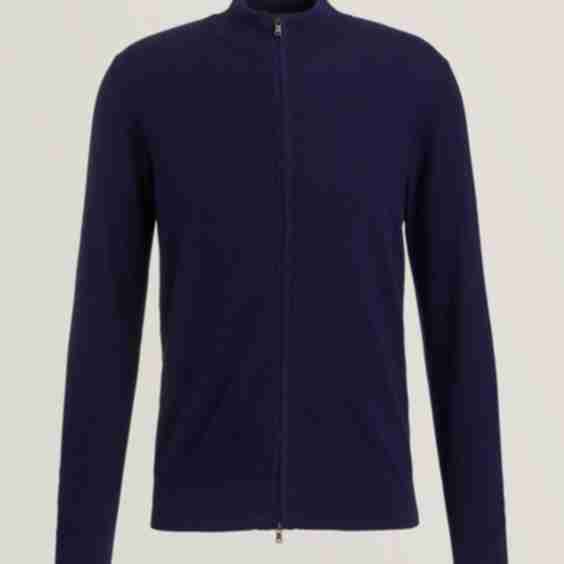 Birdseye Cotton Blend Full Zip Sweater