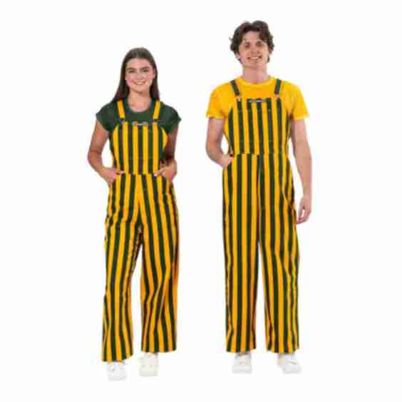 Green Gold Striped Overall Bibs